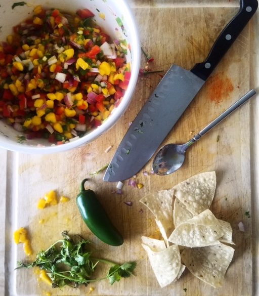 Making mango salsa