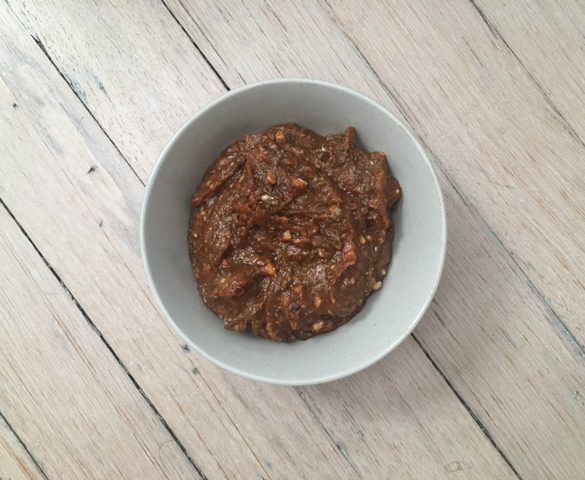 pumpkin spice chia seed almond butter ready to be eaten