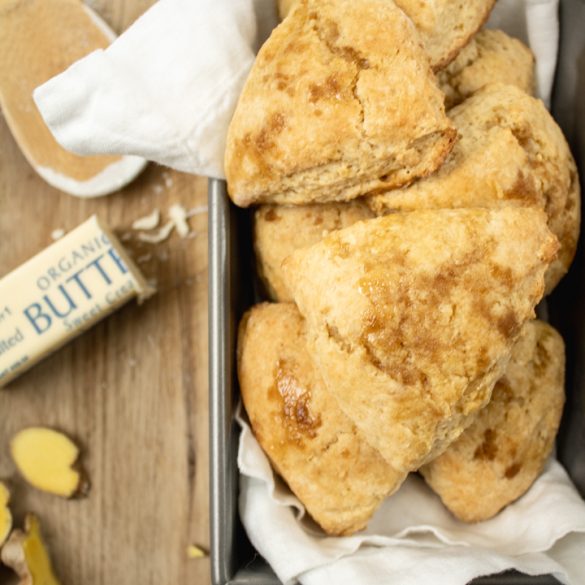 ginger turmeric scones fresh out of the oven and ready to eat