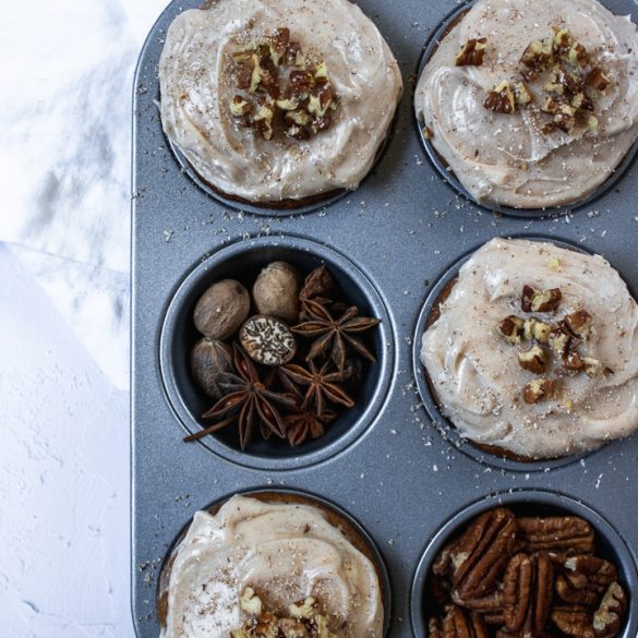 spiced cupcakes in a muffin tin