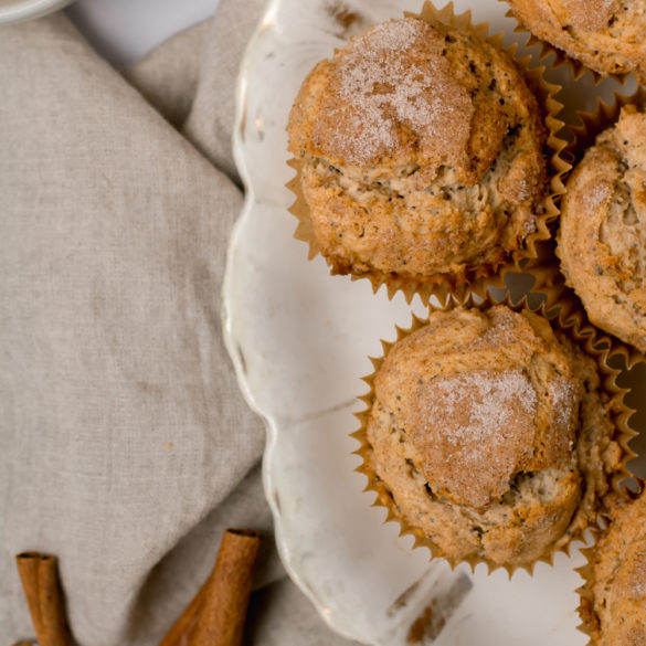 spiced brunch cake muffins sitting on an antique serving plate