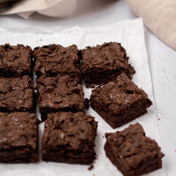 Guinness brownies ready to be eaten