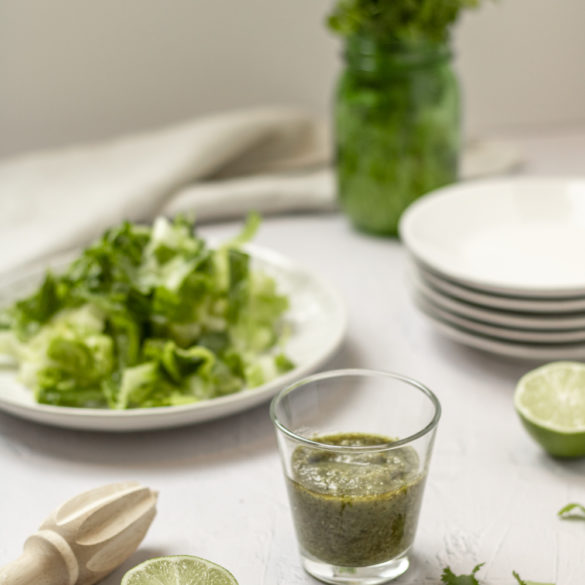 cilantro lime dressing ready to dress a salad