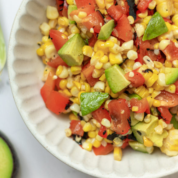 a bowl of roasted summer salad