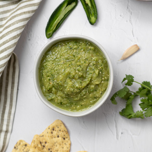 roasted tomatillo salsa ready to eat