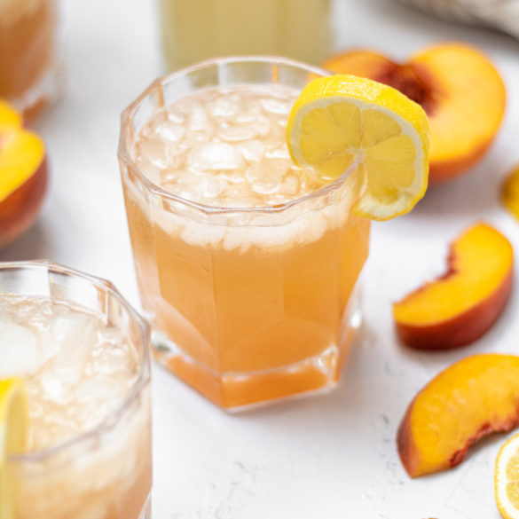 peachy bourbon lemonade made and ready to drink